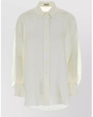 Brunello Cucinelli Silk Shirt Long Sleeves Buttoned Cuffs Sheer - White