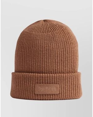 Patou Wool Knitted Ribbed Beanie - Brown