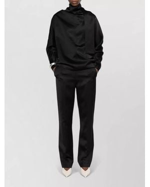 TOTEME Draped Cowl Neck Long Sleeve Blouse - Black