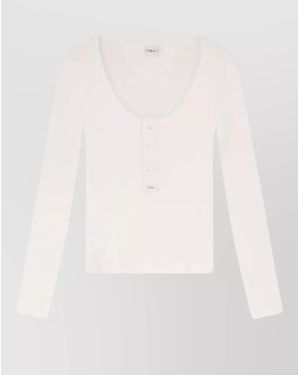 Chloé Ribbed Cotton Henley Top - White