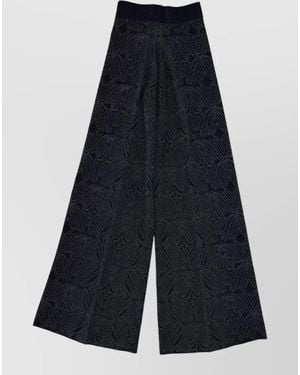 Circus Hotel High Waist Textured Fabric Wide Leg Trousers - Blue