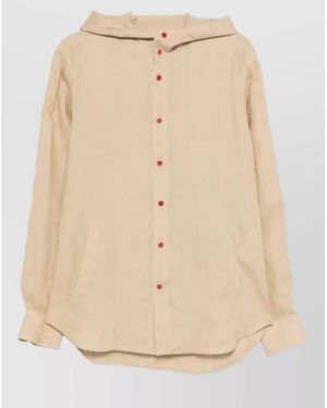 Kiton Linen Hooded Long-Sleeve Shirt - Natural