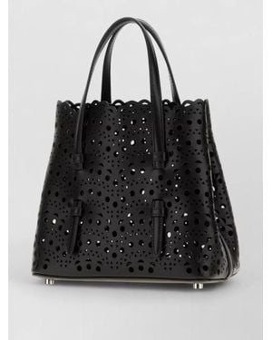 Alaïa Leather Mina 20 Tote Bag Top Handles - Black