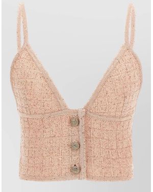 Alessandra Rich Sequin Top - Natural