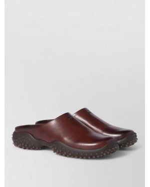 Miu Miu Leather Slides - Brown