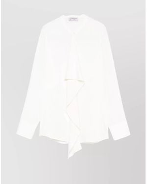 Alberto Biani Silk Ruffled Long-Sleeve Shirt - White