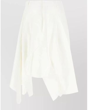 Niccolò Pasqualetti Linen Blend Skirt Asymmetric Hem Belt Loops - White