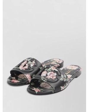 Dolce & Gabbana Floral Beachwear Slides Decorative Buckle - Grey