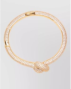 Self-Portrait Crystal-Embellished Knot Bracelet - Natural