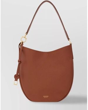 Ferragamo Medium Calf Leather Hobo Bag - White