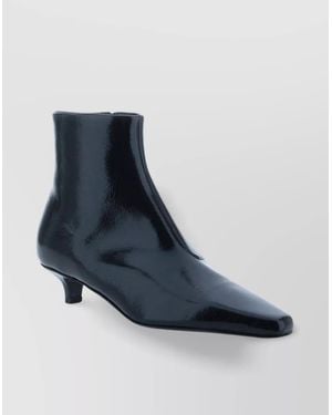 TOTEME Leather Mid Heel Ankle Boots - Blue