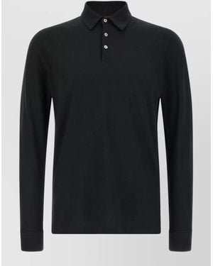 Zanone Ice Cotton Long Sleeve Polo Shirt - Black