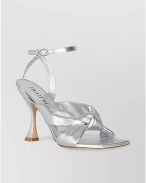Stuart Weitzman Leather Knotted Ankle-Strap Sandals - White