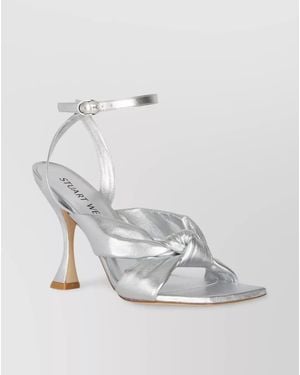 Stuart Weitzman Leather Knotted Ankle-Strap Sandals - White