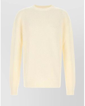 Amiri Crochet Sweater With Ribbed Cuffs And Hem - Natural