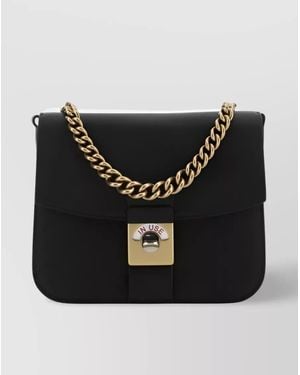 Maison Margiela New Lock Square Leather Shoulder Bag - Black
