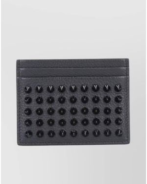 Christian Louboutin Textured Pebbled Studded Wallets - Grey