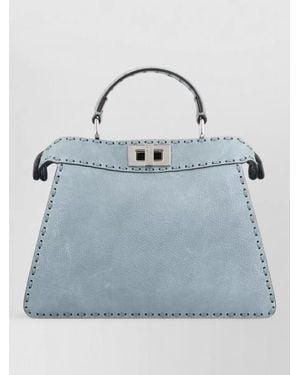 Fendi Peekaboo Small Leather Tote Bag - Blue