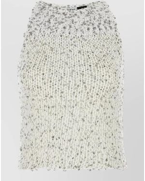 Loewe Embellished Cotton Blend High Neck Party Top - Multicolour
