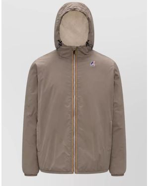 K-Way Hooded Puffer Parka Coat - Brown