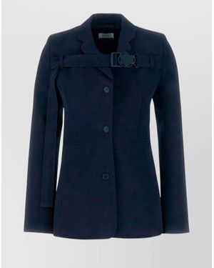 Off-White c/o Virgil Abloh Wool Belted Single-Breasted Blazer - Blue