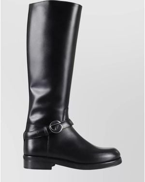 Coperni Leather Knee-High Flat Boots - Black