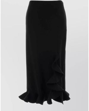 Moschino Jersey Skirt High Waist Ruffled Hem Fitted - Black