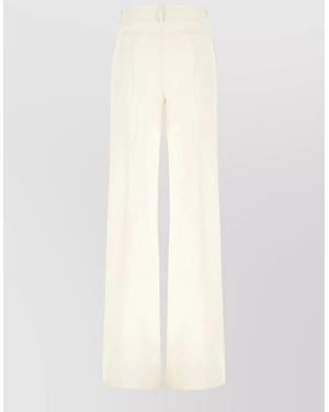 The Seafarer High Waist Wide Leg Trousers Back Pockets Belt Loops - White