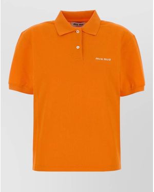 Miu Miu Piquet Polo Shirt Collar Short Sleeves - Orange