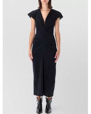 Isabel Marant Modern Draped V Neck Jersey Dress - Blue