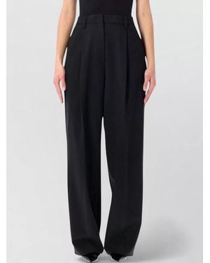 Thelatest Wide Leg Pants Belt Loops Pleated Front - Black
