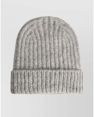 Closed Alpaca Wool Ribbed Beanie - Gray