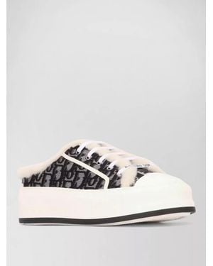 Dior Low Top Trainer Fur Trim Rubber Sole - White