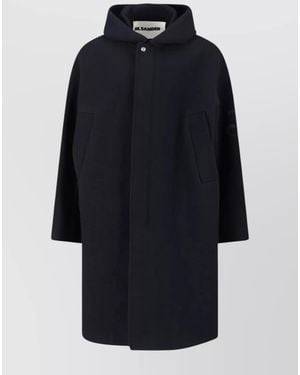 Jil Sander Virgin Wool Hooded Jacket - Blue