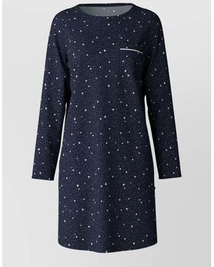 CALIDA Long Sleeve Dress Star Print Pockets - Blue