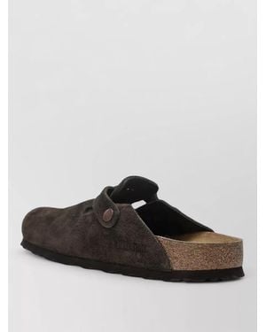 Birkenstock Suede Strap Cork Sole Slip On Slippers - Brown