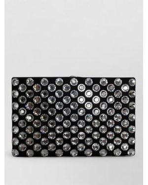 Dolce & Gabbana Velvet Crystal Clutch Evening Party Bag - Black
