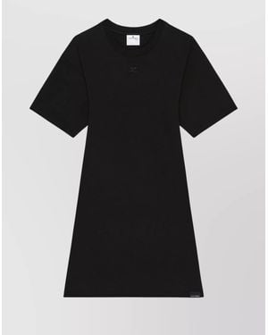 Courreges Cotton Logo-Embroidered A-Line Mini Dress - Black