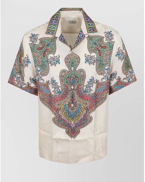 Etro Paisley Short Sleeve Shirt Spread Collar - Multicolour