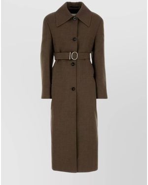 Jil Sander Single Breasted Wool Coat - Brown