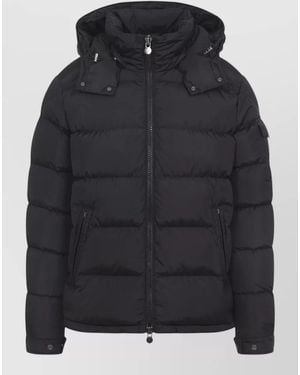 Moncler Maya Padded Hooded Jacket Straight Hem - Black