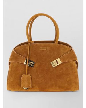 Ferragamo Hug Th S Suede Shoulder Bag - Brown