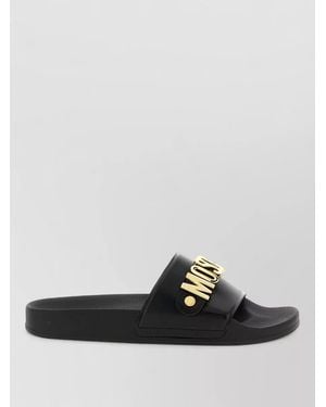 Moschino Leather Pool Slides - Black