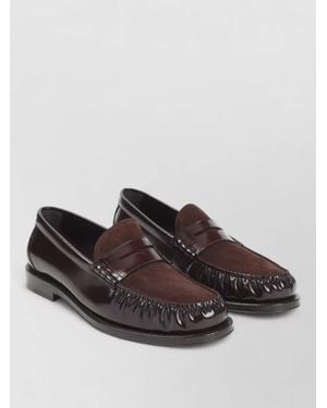 Brunello Cucinelli Penny Loafers Calf Leather Suede Vamp - Brown