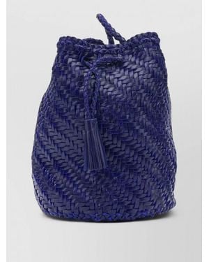 Dragon Diffusion Pompom Double Jump Mini Leather Crossbody Bag - Blue