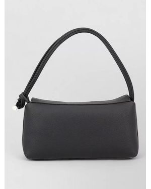 Longchamp Shoulder Bag Rectangular Shape Textured Surface Handle - Black