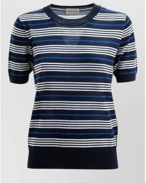 P.A.R.O.S.H. Crew Neck Striped Short Sleeve Top - Blue