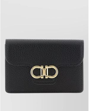 Ferragamo Gancini Leather Keyring And Key Holder - Black