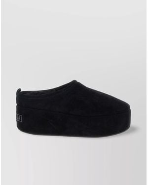 Balenciaga Soft Alaska Platform Slippers With Round Toe - Black