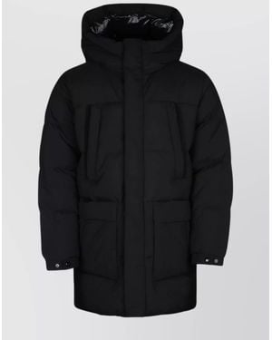 Duvetica Quilted Hooded Coat Front Pockets - Black